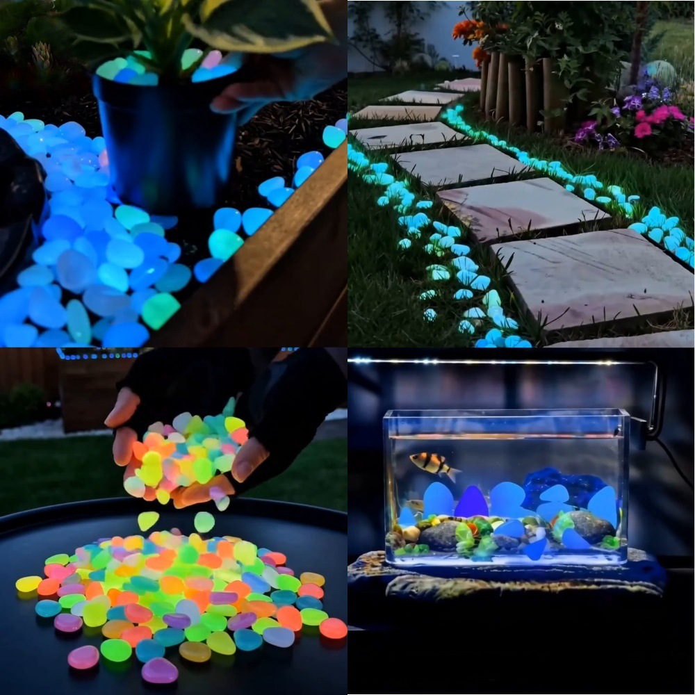 Aquarium Plants - Piedras luminosas coloridas que brillan en